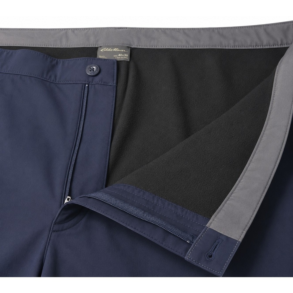Eddie Bauer Men Navy Blue Fleece Lined‎ Tech Pants cargo 40x30 Relaxed Outdoor - Picture 2 of 15